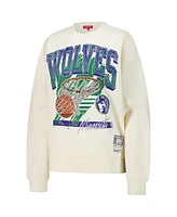 Mitchell & Ness Women's Cream Minnesota Timberwolves Brush Bucket Pullover Sweatshirt