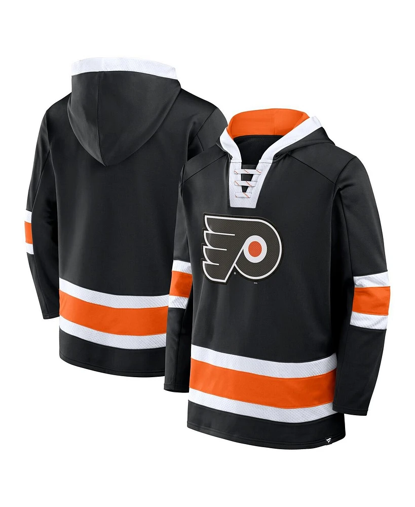 Fanatics Men's Black/Orange Philadelphia Flyers Inside Line Fleece Pullover Hoodie