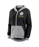 Logo Athletic Women's Black Pittsburgh Steelers Hit It French Terry Full-Zip Hoodie