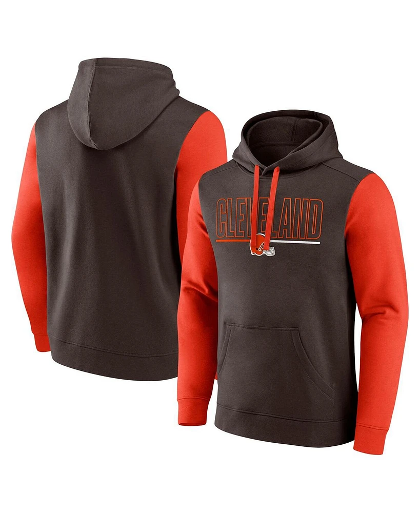 Fanatics Men's Brown/Orange Cleveland Browns Outline Pullover Hoodie