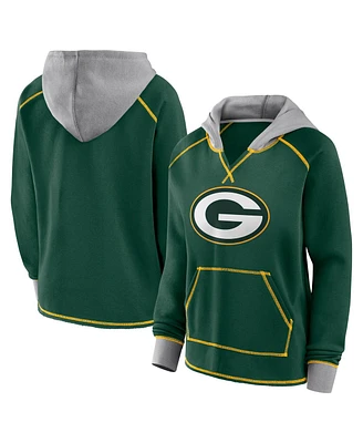 Logo Athletic Women's Green Bay Packers Boom Fleece Pullover V-Neck Hoodie