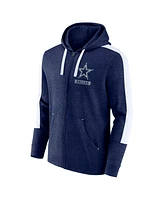 Fanatics Men's Heather Navy White Dallas Cowboys Gains Full-Zip Hoodie