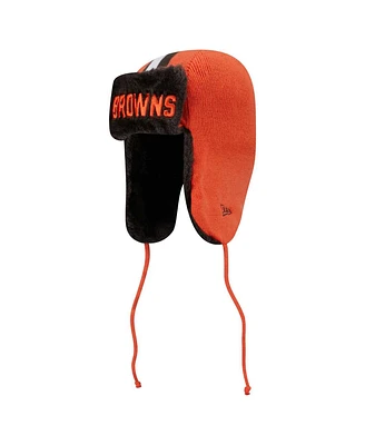 New Era Men's Orange Cleveland Browns Helmet Head Trapper Knit Hat