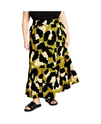 City Chic Plus Piper Print Skirt