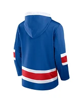 Fanatics Men's Blue/Red New York Rangers Inside Line Fleece Pullover Hoodie