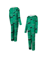 Concepts Sport Women's Kelly Green Philadelphia Eagles Throwback Roadway Allover Print Microfleece Full-Zip Union Suit