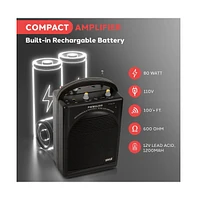 Pyle Portable Pa Speaker & Microphone System Kit with Fm Stereo Radio, Rechargeable Battery, Beltpack, Handheld, Headset & Lavalier Microphones