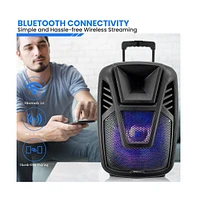 Pyle 15" Portable Wireless Bluetooth Pa Speaker System with Led Light, Remote & Microphone