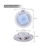 Pyle 6.5'' Low-Profile Marine Speakers with Led Lights, 240W, White