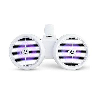 Pyle 8'' Dual Marine Wakeboard Speaker System with Led Lights, Water Resistant, White