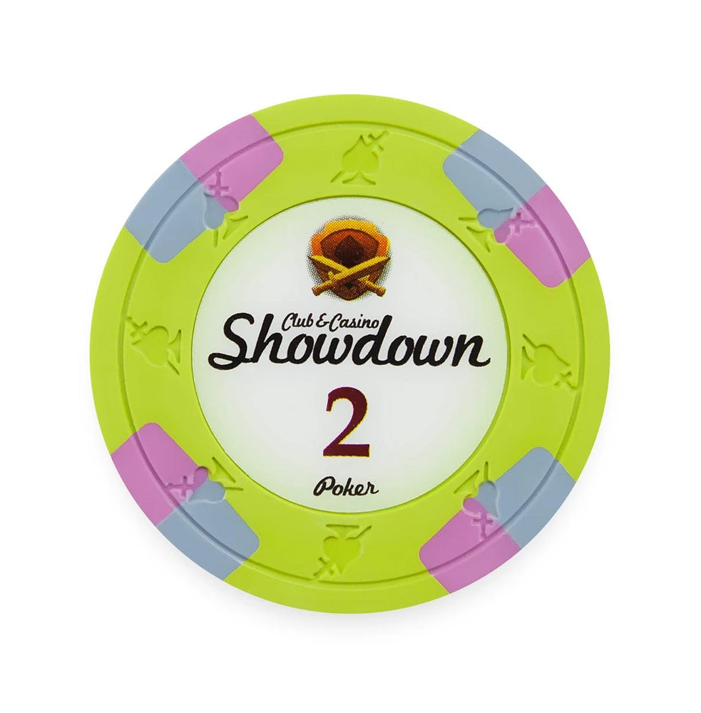 Slickblue Clay Composite Poker Chips Set 25-Pack - Showdown Design, $2 Value for Card Games