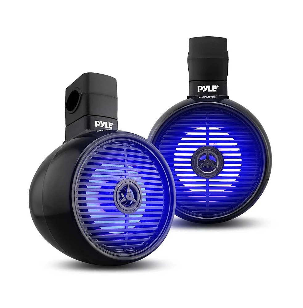 Pyle 6.5'' Marine Wakeboard Speaker System with Built-in Led Lights, 200W, Black