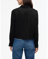 Ellen Tracy Women's Cropped Shirt with Embroidery