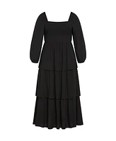 City Chic Plus Size Dahlia Tiered Plain Maxi Dress