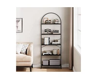 gaomon Bookshelf 5 Tier Bookcase Arched Display Racks Tall Standing Bookshelves Metal Frame Open Storage Rack Shelf Large Black Book Shelf for Bedroom