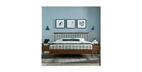 Slickblue Hardwood Mid-Century Platform Bed Frame with Headboard for Stylish Bedroom Decor