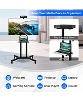 Gymax Mobile Tv Stand for 32-70 inch Flat or Curved TVs up to 110 lbs w/Av Shelf