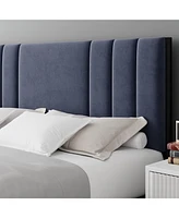 gaomon Platform Bed Frame with Velvet Headboard, Heavy Duty Metal Bed Frame with 15 Strong Slats Support
