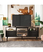 Wlive Mid-Century Modern Tv Stand for 65" Tv Tv Console Cabinet Open Shelves Entertainment Center for Living Room and Bedroom