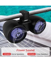 Pyle 8'' Marine Bluetooth Wakeboard Speaker System with Led Lights, 300W, Black
