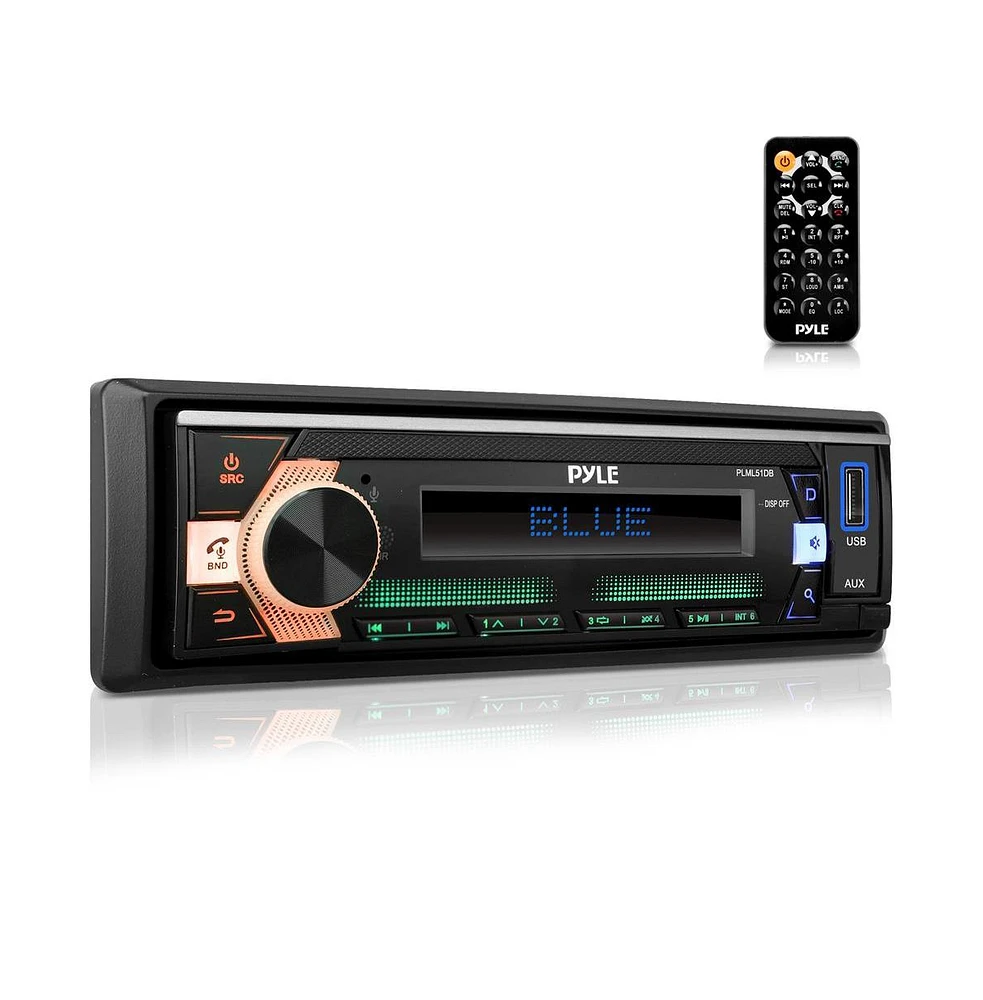 Pyle Single Din Bluetooth Stereo Receiver with MP3, Usb, Aux, 300W, Black