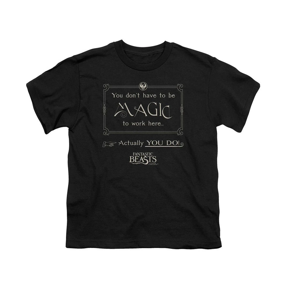 Fantastic Beasts Boys Magic To Work Here Short Sleeve Tee / T-Shirt