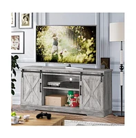 gaomon Farmhouse Tv Stand with Storage, Entertainment Center with Sliding Barn Doors, Modern Media Tv Console Tv Stands for Living Room Bedroom