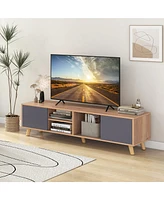 Gymax Tv Stand for Tvs up to 65'' Modern Rustic Tv Cabinet w/ Open Shelf TV Console Table