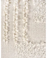 Anaya Home White Boucle Patchwork Handwoven Bench