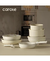 Carote 19pcs Pots and Pans Set Non Stick, Cookware Set with Detachable Handle, Kitchen Cookware Sets with Removable Handle, Oven Safe, Cream White