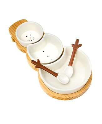 Godinger Snowman Three Part Server with Spoons, Set of 6