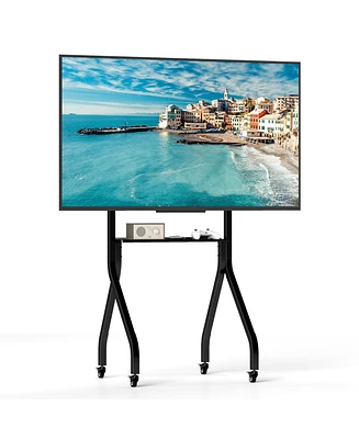 Gymax Mobile Tv Stand Rolling Tv Cart for 43''-100'' Flat/Curved Screens up to 110 lbs