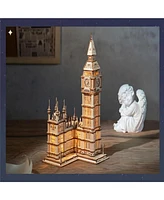 Robotime 3D Jigsaw Puzzle Big Ben London Architecture Wooden Model Kits for Teens/Adults, 3.9"4.2"7.5"