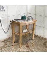 Sorbus Bamboo Shower Bench Stool with Shelf - 2-Tier Wood Storage & Seating for Bathroom, Shower Bench Chair, Bath Stool, Spa Sauna Seat