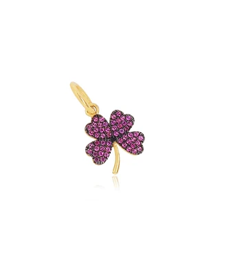 The Lovery Pink Sapphire Clover Charm 14K Gold