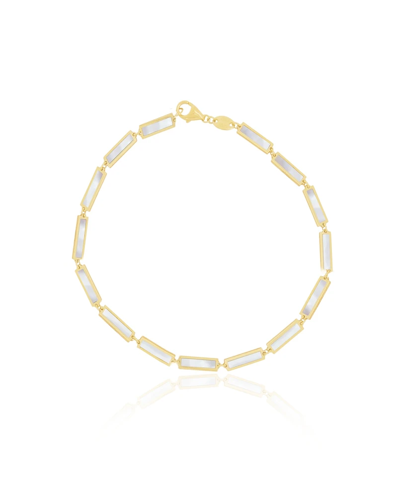 The Lovery Mother of Pearl Bar Bracelet 14K Gold