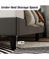 gaomon Strong Wood Slat Support Bed Frame with Button Tufted