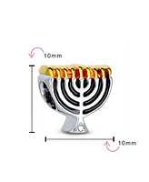 Bling Jewelry Chanukah Menorah Charm Bead Gold Plated Sterling Silver for European Bracelet