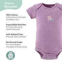 The Peanutshell Baby Girls Short Sleeve Cotton Bodysuits Girls, Cherry Blossom