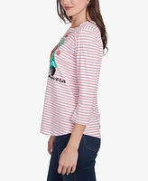 Ruby Rd. Petite Embroidered Ti Amo Three Quarter Sleeve T-Shirt