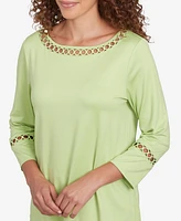 Ruby Rd. Petite Solid Stretch Jersey Three Quarter Sleeve Top