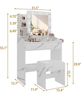 gaomon Vanity Desk with Mirror and Lights, Makeup Vanity with Power Outlet