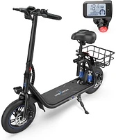 Gyroshoes C1 Pro Electric Scooter with Basket, Retrospec Dakota Helmet for Adults - Bike, Skate, Scooter Protective Ventilation Commuting