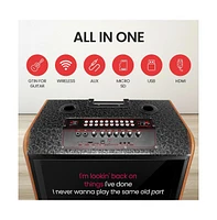 Pyle Portable Wireless Bt Streaming Loudspeaker with 18.5" Touch Screen & Wireless Microphones