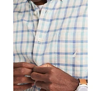 Nautica Men's Short Sleeve Button-Front Plaid Shirt