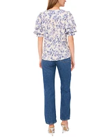 Sam & Jess Women's Floral-Print Bubble-Sleeve Top