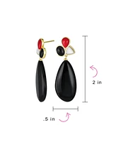 Bling Jewelry Fashion Multi Color Wire Wrap Large Oval Pear Shape Natural Teardrop Drop Earrings Gold Plated