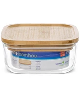 Bormioli Rocco Frigoverre Quadra 68.5-Oz. Glass Food-Storage Container and Bamboo Lid, Set of 6