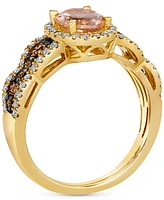 Le Vian Peach Morganite (3/4 ct. t.w.), Nude Diamond (3/8 ct. t.w.) & Chocolate Diamond (1/3 ct. t.w.) Oval Ring in 14k Honey Gold