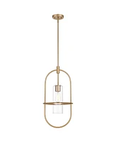 360 Lighting Optimus 12" Modern Pendant Ceiling Light Fixture Dining Room Over Table Kitchen Island Foyer Oval Hanging Clear Warm Brass Finish Glass M